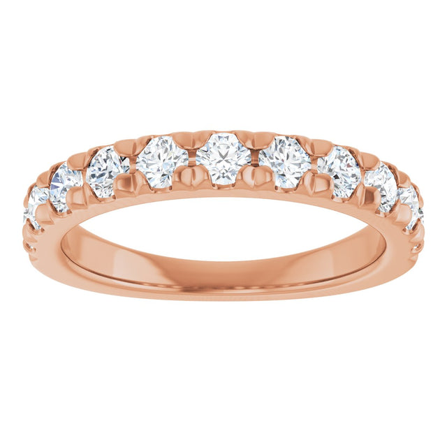 10K Gold Round Natural Diamond French-Set Anniversary Band – 3/8–1 1/5 CTW - Rose Gold - view 3