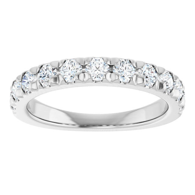 10K Gold Round Natural Diamond French-Set Anniversary Band – 3/8–1 1/5 CTW - White Gold - view 3