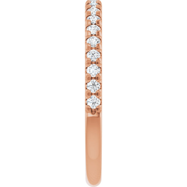 10K Gold Round Lab-Grown Diamond French-Set Anniversary Band – 1/8–1/3 CTW - Rose Gold - view 4