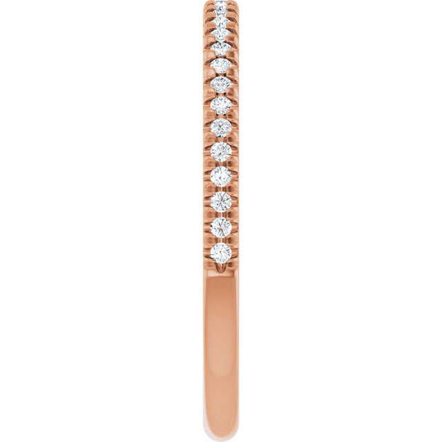 10K Gold Round Lab-Grown Diamond French-Set Anniversary Band – 1/8–1/3 CTW - Rose Gold - view 4