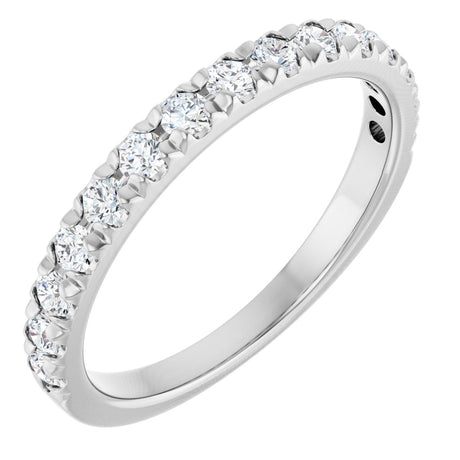 10K Gold Round Natural Diamond French-Set Anniversary Band – 3/8–1 1/5 CTW - White Gold