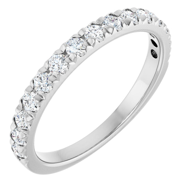 Platinum Round Natural Diamond French-Set Anniversary Band – 2 mm Stones