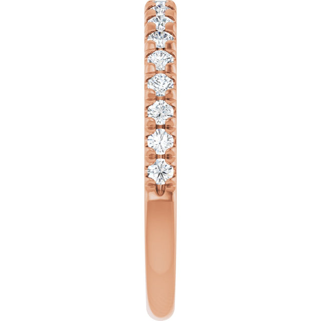 10K Gold Round Lab-Grown Diamond French-Set Anniversary Band – 1/8–1/3 CTW - Rose Gold - view 4