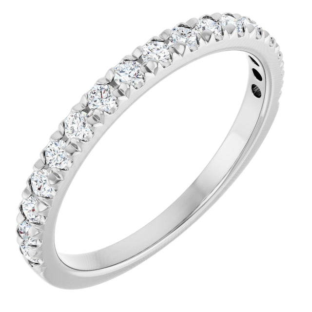 14K Gold Round Natural Diamond French-Set Anniversary Band – 1/8–1/3 CTW - White Gold