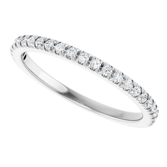 Platinum Round Natural Diamond French-Set Anniversary Band – 1.3 mm Stones - view 5