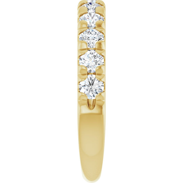 14K Gold Round Natural Diamond French-Set Anniversary Band – 3/8–1 1/5 CTW - Yellow Gold - view 4