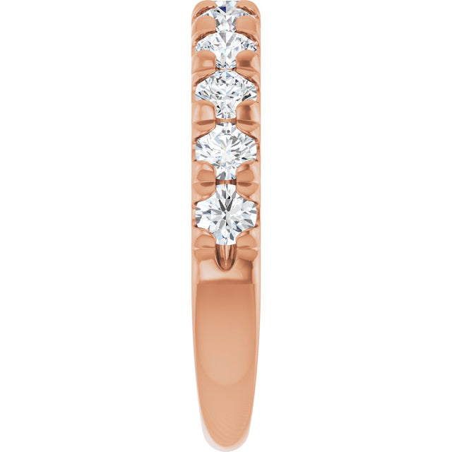 10K Gold Round Natural Diamond French-Set Anniversary Band – 3/8–1 1/5 CTW - Rose Gold - view 4