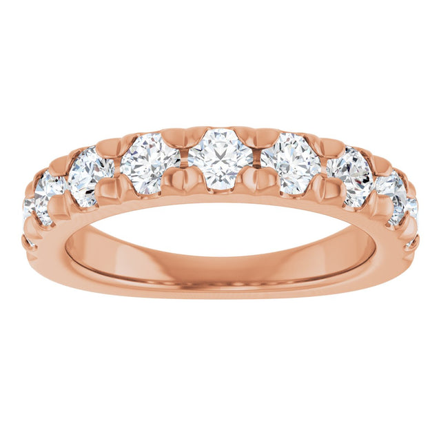 14K Gold Round Natural Diamond French-Set Anniversary Band – 1 1/3 CTW - Rose Gold - view 3