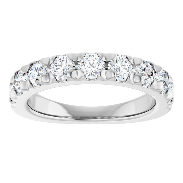 14K Gold Round Lab-Grown Diamond French-Set Anniversary Band – 1 1/3–1 3/8 CTW - White Gold - view 3