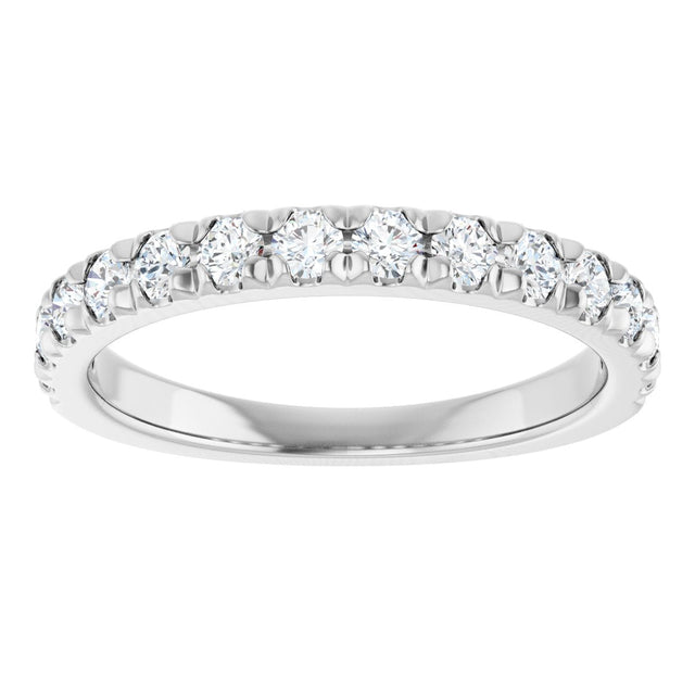 10K Gold Round Lab-Grown Diamond French-Set Anniversary Band – 1/2–1 1/5 CTW - White Gold - view 3