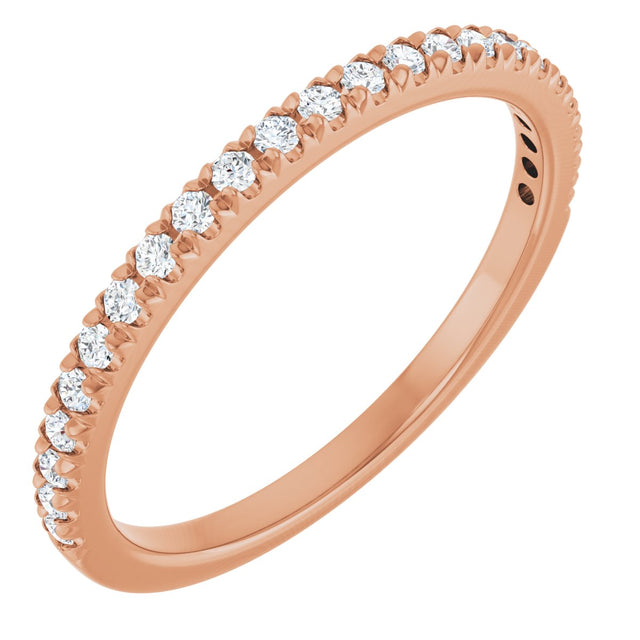10K Gold Round Lab-Grown Diamond French-Set Anniversary Band – 1/8–1/3 CTW - Rose Gold