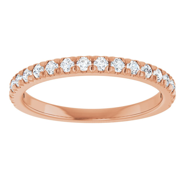 10K Gold Round Lab-Grown Diamond French-Set Anniversary Band – 1/8–1/3 CTW - Rose Gold - view 3