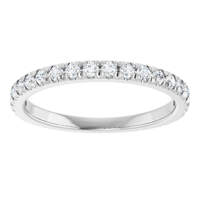 10K Gold Round Lab-Grown Diamond French-Set Anniversary Band – 1/8–1/3 CTW - White Gold - view 3