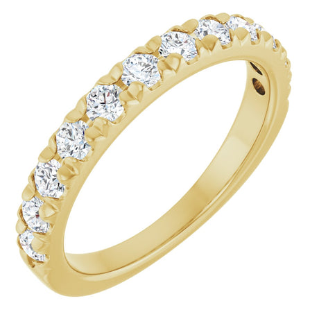 10K Gold Round Natural Diamond French-Set Anniversary Band – 3/8–1 1/5 CTW - Yellow Gold