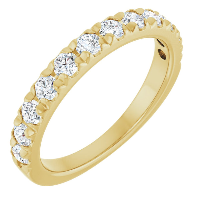 10K Gold Round Natural Diamond French-Set Anniversary Band – 3/8–1 1/5 CTW - Yellow Gold