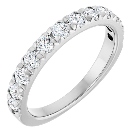 10K Gold Round Natural Diamond French-Set Anniversary Band – 3/8–1 1/5 CTW - White Gold