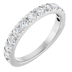 Platinum Round Natural Diamond French-Set Anniversary Band – 2.5 mm Stones