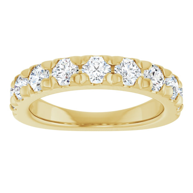 14K Gold Round Natural Diamond French-Set Anniversary Band – 1 1/3 CTW - Yellow Gold - view 3