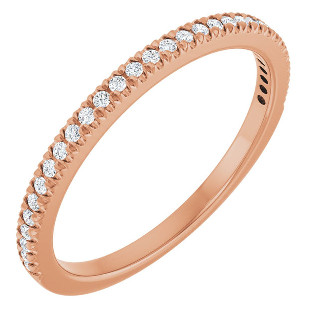 14K Gold Round Natural Diamond French-Set Anniversary Band – 1/8–1/3 CTW - Rose Gold