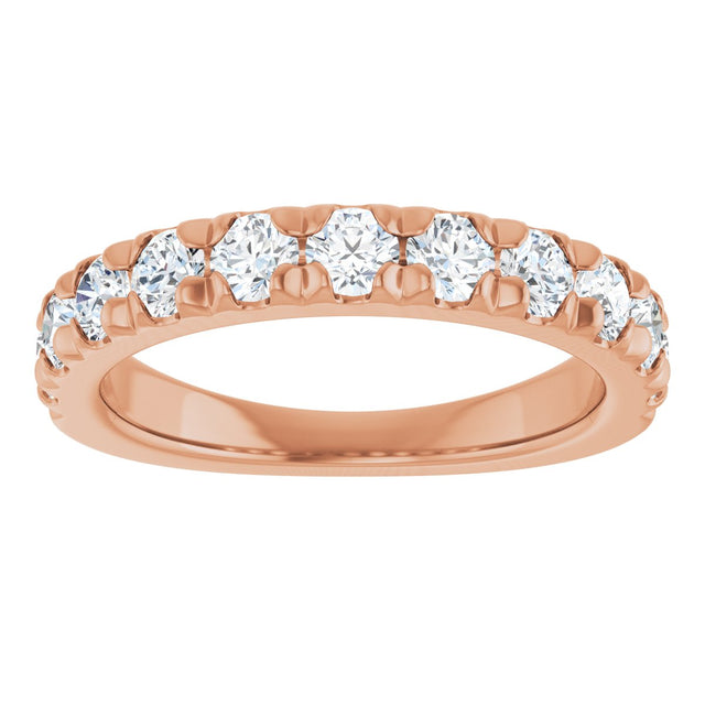 10K Gold Round Natural Diamond French-Set Anniversary Band – 3/8–1 1/5 CTW - Rose Gold - view 3