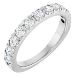 14K Gold Round Natural Diamond French-Set Anniversary Band – 3/8–1 1/5 CTW - White Gold
