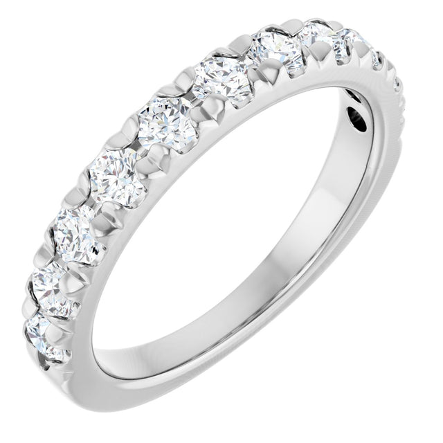 14K Gold Round Natural Diamond French-Set Anniversary Band – 3/8–1 1/5 CTW - White Gold