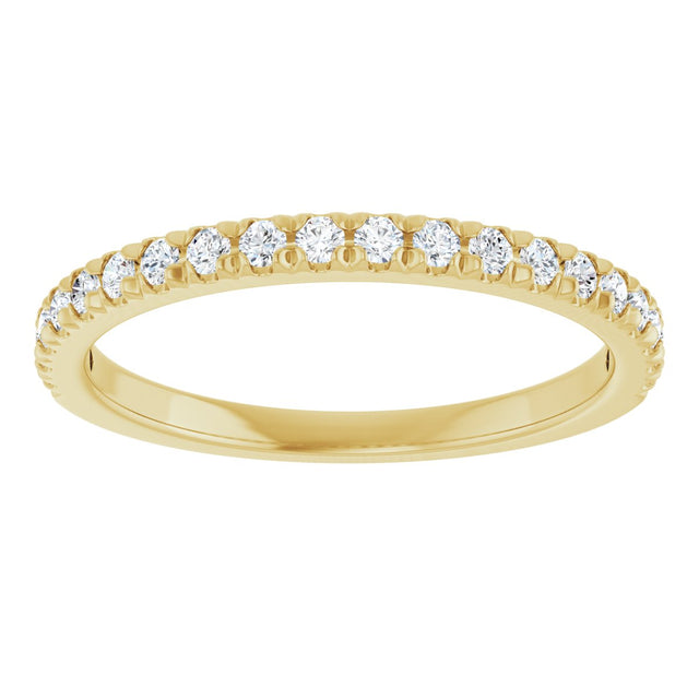 10K Gold Round Natural Diamond French-Set Anniversary Band – 1/8–1/3 CTW - Yellow Gold - view 3