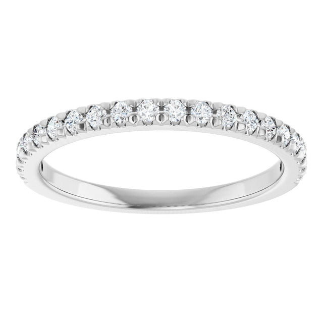 10K Gold Round Lab-Grown Diamond French-Set Anniversary Band – 1/8–1/3 CTW - White Gold - view 3