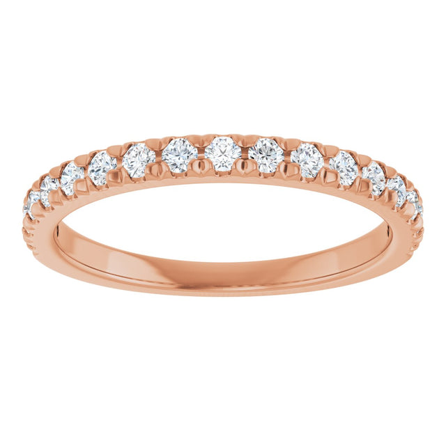 10K Gold Round Lab-Grown Diamond French-Set Anniversary Band – 1/8–1/3 CTW - Rose Gold - view 3