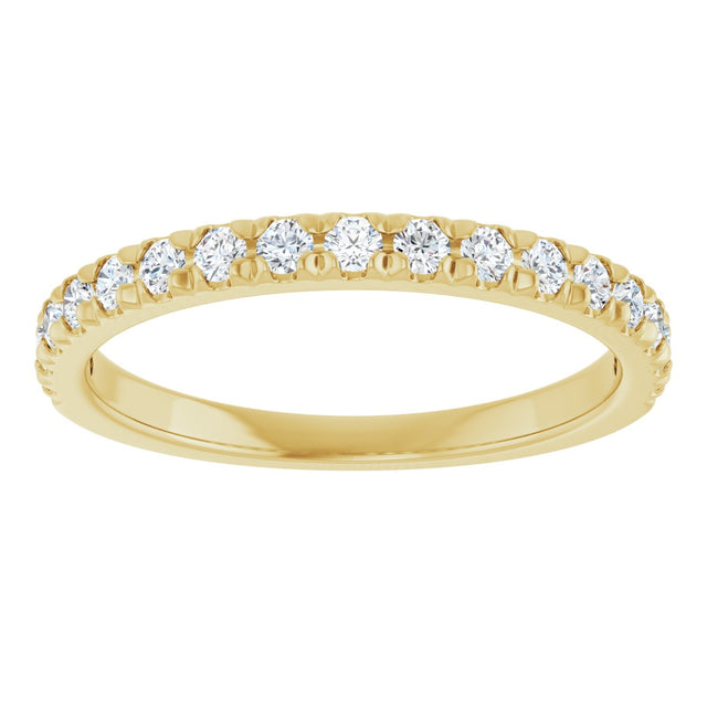 10K Gold Round Lab-Grown Diamond French-Set Anniversary Band – 1/8–1/3 CTW - Yellow Gold - view 3