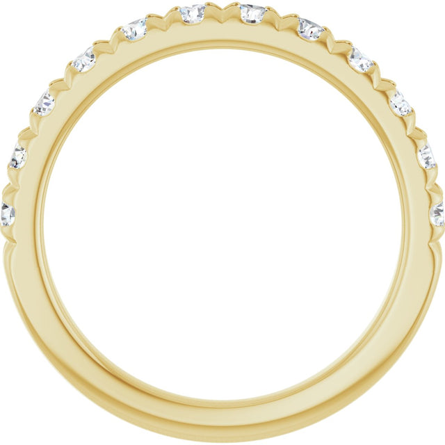 10K Gold Round Natural Diamond French-Set Anniversary Band – 3/8–1 1/5 CTW - Yellow Gold - view 2