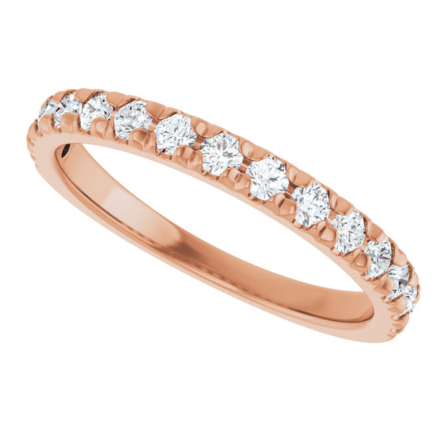 10K Gold Round Natural Diamond French-Set Anniversary Band – 3/8–1 1/5 CTW - Rose Gold - view 5