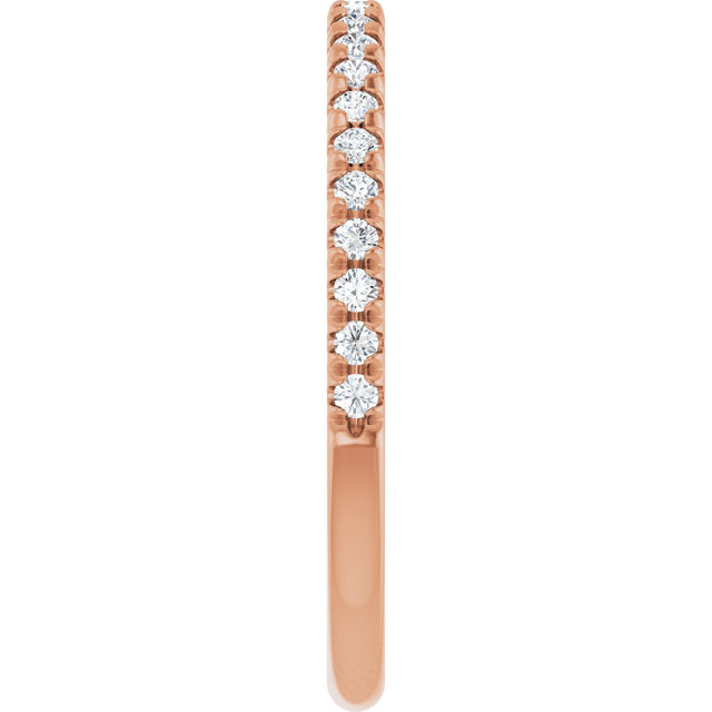 14K Gold Round Lab-Grown Diamond French-Set Anniversary Band – 1/8–1/3 CTW - Rose Gold - view 4
