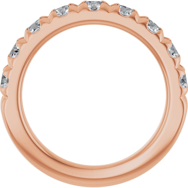 10K Gold Round Lab-Grown Diamond French-Set Anniversary Band – 1 1/3 CTW - Rose Gold - view 2