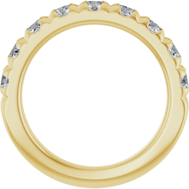10K Gold Round Lab-Grown Diamond French-Set Anniversary Band – 1 1/3 CTW - Yellow Gold - view 2
