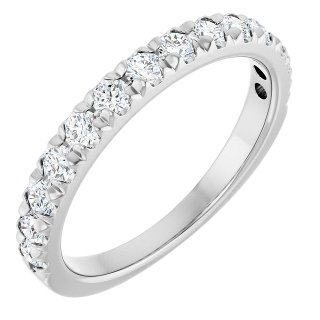 10K Gold Round Lab-Grown Diamond French-Set Anniversary Band – 1/2–1 1/5 CTW - White Gold