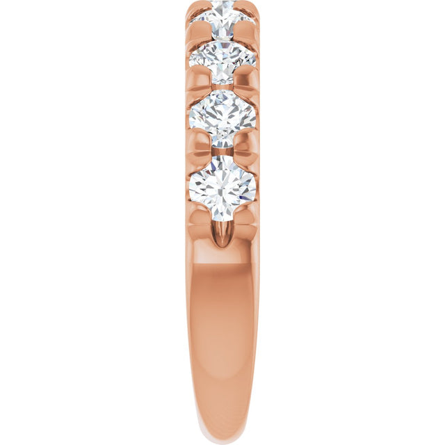 14K Gold Round Lab-Grown Diamond French-Set Anniversary Band – 1 1/3–1 3/8 CTW - Rose Gold - view 4