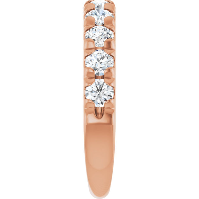 10K Gold Round Natural Diamond French-Set Anniversary Band – 3/8–1 1/5 CTW - Rose Gold - view 4