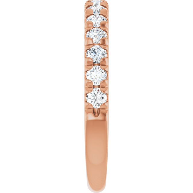 10K Gold Round Lab-Grown Diamond French-Set Anniversary Band – 1/2–1 1/5 CTW - Rose Gold - view 4