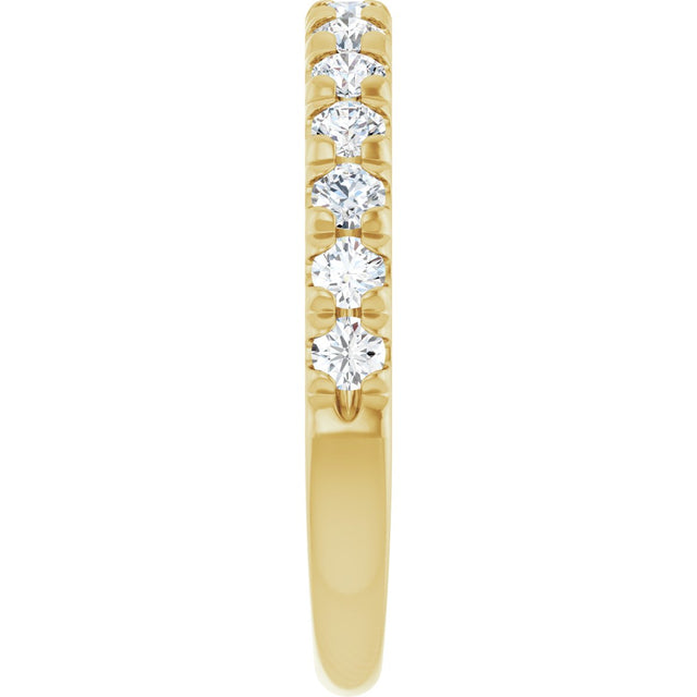 10K Gold Round Natural Diamond French-Set Anniversary Band – 3/8–1 1/5 CTW - Yellow Gold - view 4