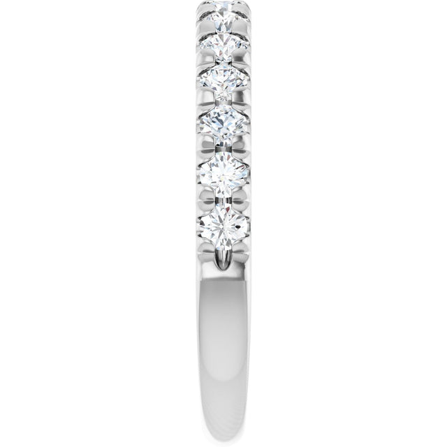 10K Gold Round Natural Diamond French-Set Anniversary Band – 3/8–1 1/5 CTW - White Gold - view 4