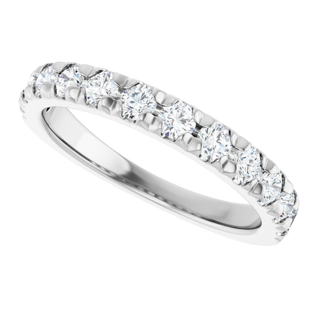 10K Gold Round Natural Diamond French-Set Anniversary Band – 3/8–1 1/5 CTW - White Gold - view 5