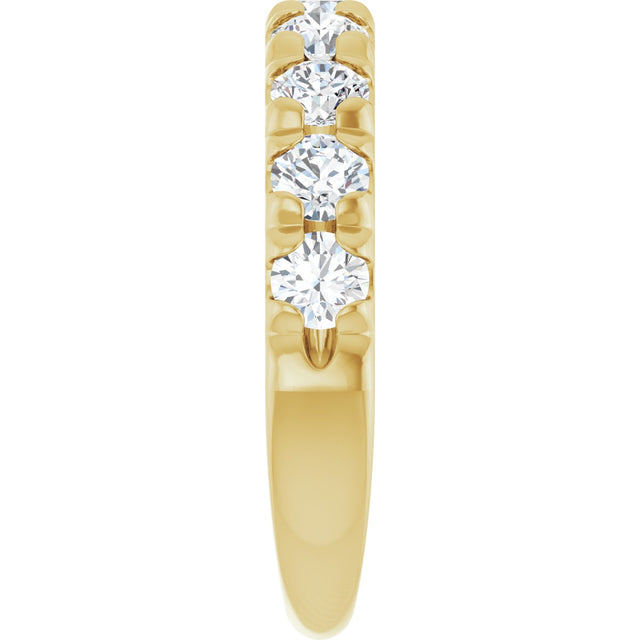 14K Gold Round Lab-Grown Diamond French-Set Anniversary Band – 1 1/3–1 3/8 CTW - Yellow Gold - view 4