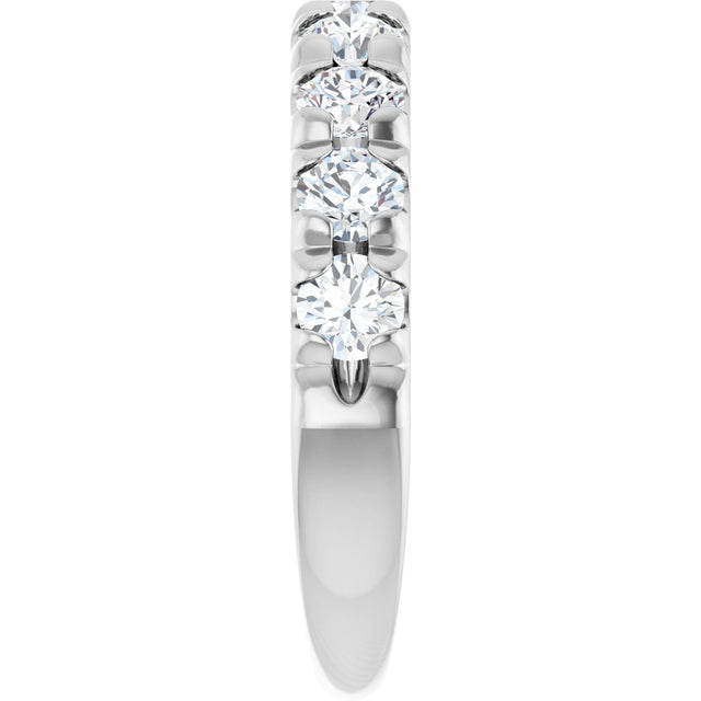 10K Gold Round Lab-Grown Diamond French-Set Anniversary Band – 1 1/3 CTW - White Gold - view 4