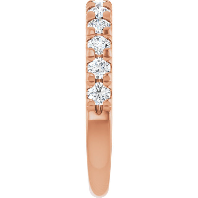 10K Gold Round Lab-Grown Diamond French-Set Anniversary Band – 1/2–1 1/5 CTW - Rose Gold - view 4