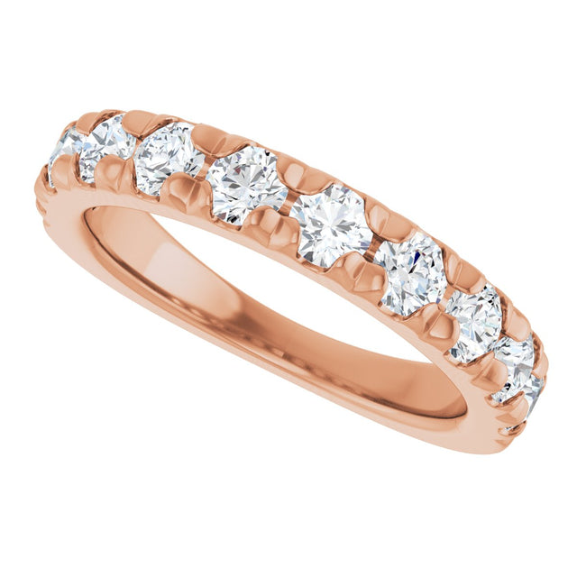 10K Gold Round Natural Diamond French-Set Anniversary Band – 3/8–1 1/5 CTW - Rose Gold - view 5