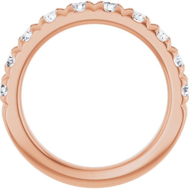10K Gold Round Natural Diamond French-Set Anniversary Band – 3/8–1 1/5 CTW - Rose Gold - view 2