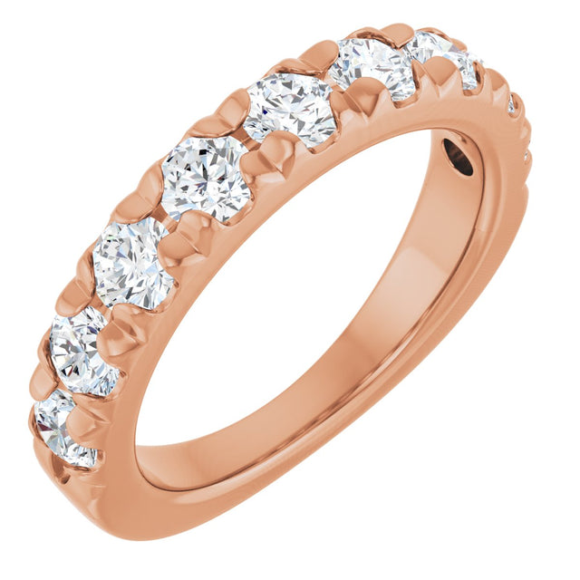 10K Gold Round Lab-Grown Diamond French-Set Anniversary Band – 1 1/3 CTW - Rose Gold
