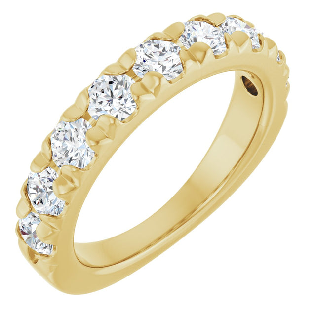 14K Gold Round Natural Diamond French-Set Anniversary Band – 1 1/3 CTW - Yellow Gold