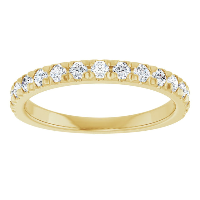 14K Gold Round Natural Diamond French-Set Anniversary Band – 3/8–1 1/5 CTW - Yellow Gold - view 3